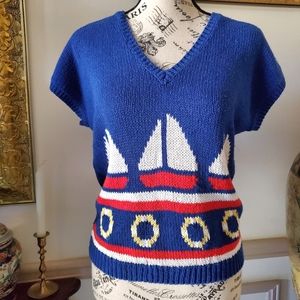 Vintage short sleeve nautical  sailboat sweater